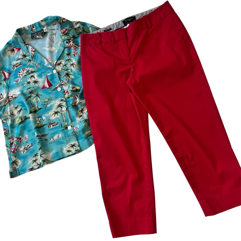 Talbots Straight Leg Cropped Pants | Crops | Capris Red 4P